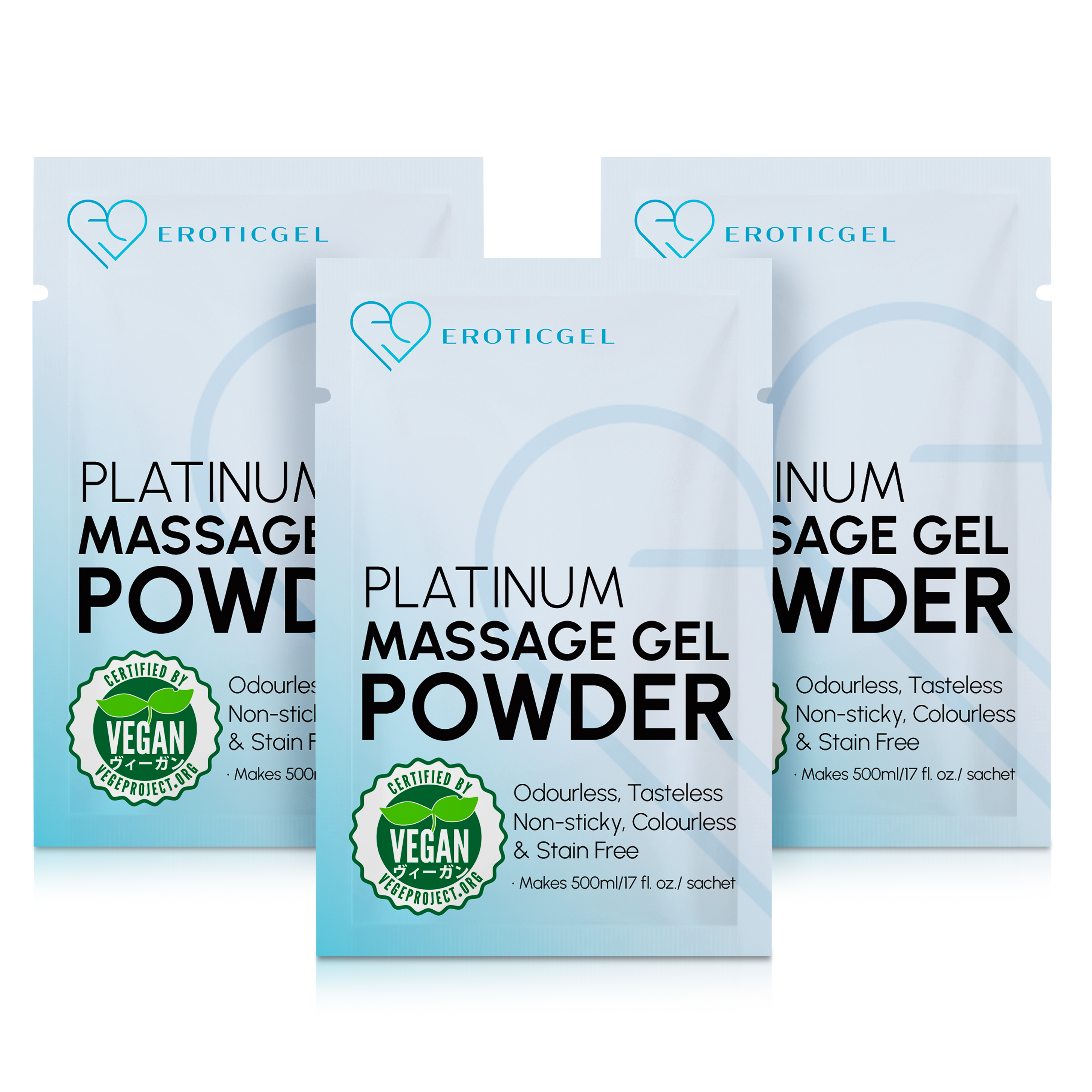 EROTICGEL «Platinum Massage Gel Powder» Travel Pack, japanisches Massagegel-Pulver aus natürlichen Inhaltsstoffen, 3x5g (15)